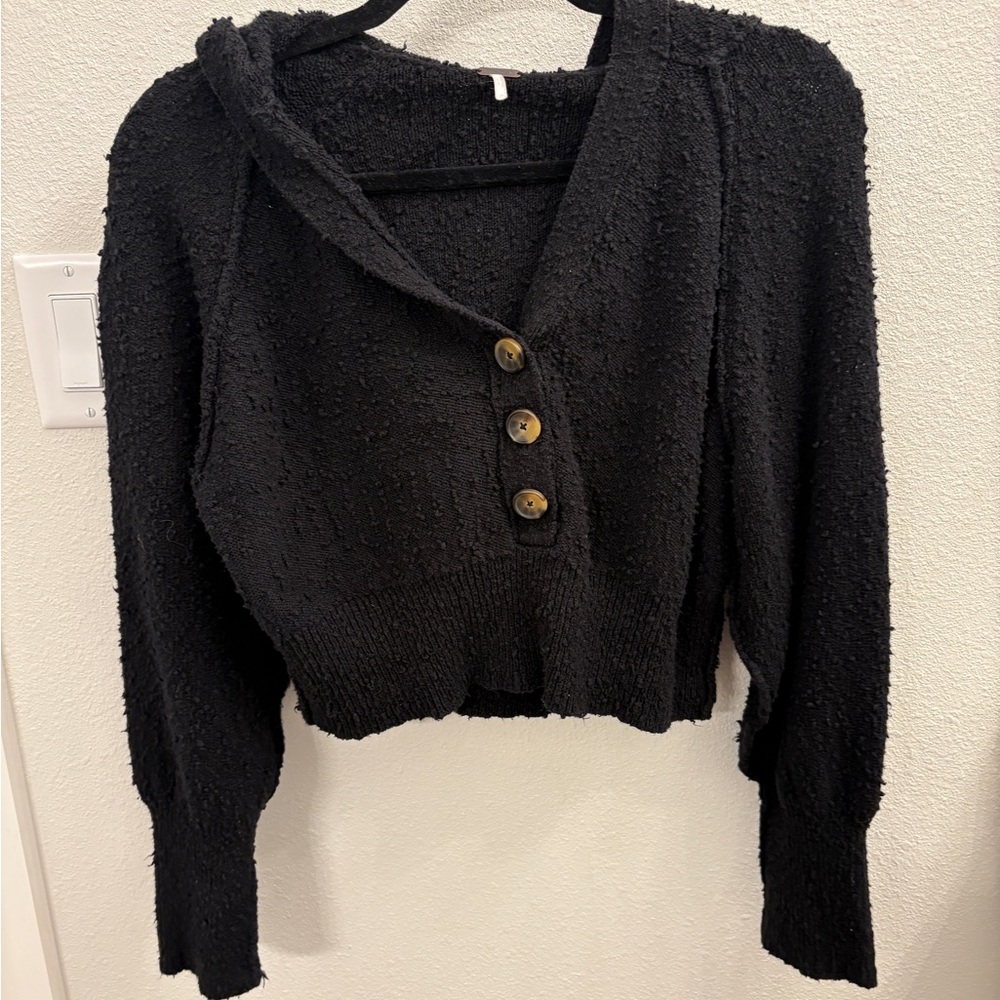 Free People Black Knit Cardigan Sweater